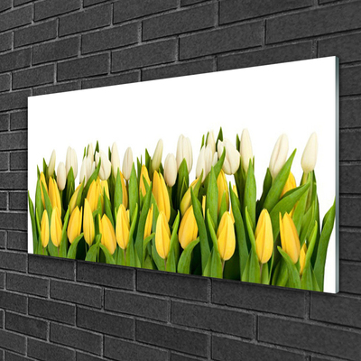Glass Print Tulips floral yellow green