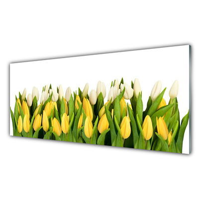 Glass Print Tulips floral yellow green