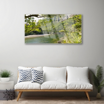 Glass Print Lake nature green