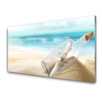 Glass Print Beach bottle art brown