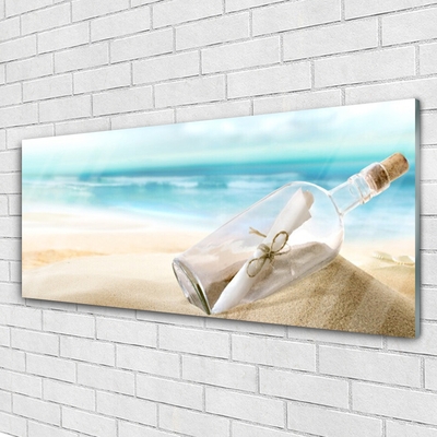 Glass Print Beach bottle art brown