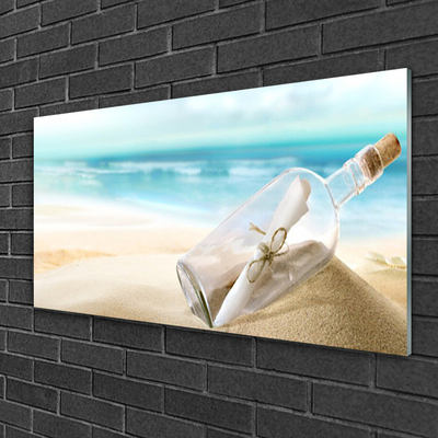 Glass Print Beach bottle art brown