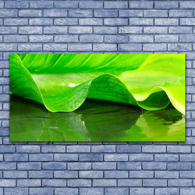 Glass Wall Art Leaf floral green