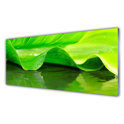 Glass Wall Art Leaf floral green