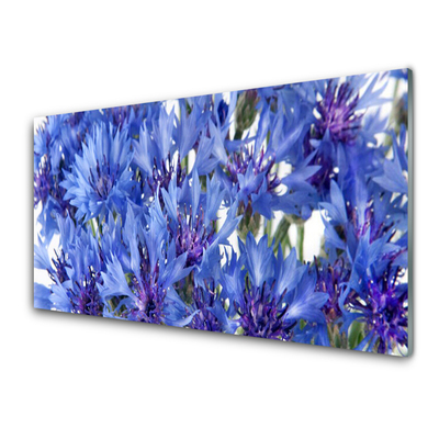 Glass Wall Art Flowers floral purple