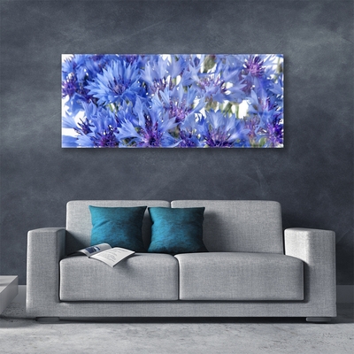 Glass Wall Art Flowers floral purple