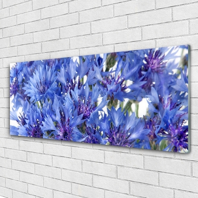 Glass Wall Art Flowers floral purple