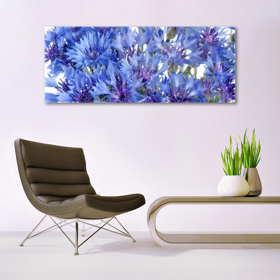 Glass Wall Art Flowers floral purple