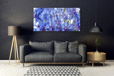 Glass Wall Art Flowers floral purple