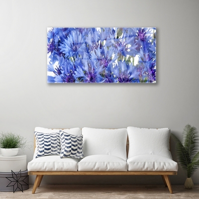 Glass Wall Art Flowers floral purple