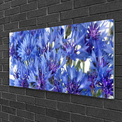 Glass Wall Art Flowers floral purple