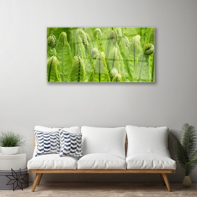 Glass Wall Art Plants floral green