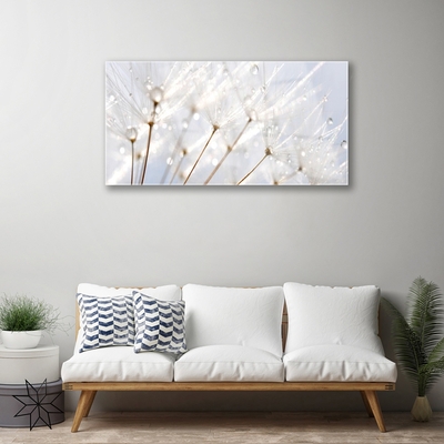 Glass Wall Art Dandelion floral white