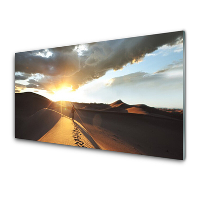 Glass Wall Art Desert landscape yellow