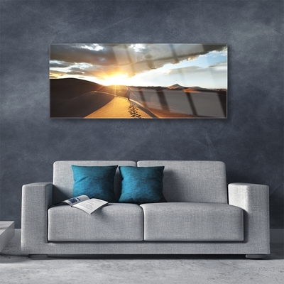 Glass Wall Art Desert landscape yellow