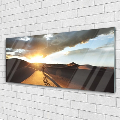 Glass Wall Art Desert landscape yellow