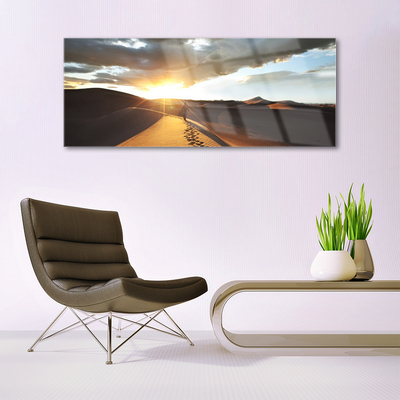 Glass Wall Art Desert landscape yellow