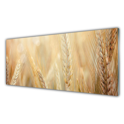 Glass Wall Art Wheat floral brown