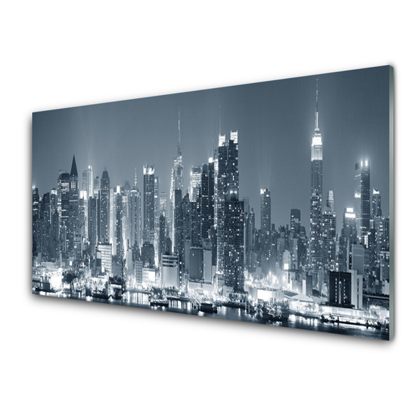 Glass Wall Art City houses grey