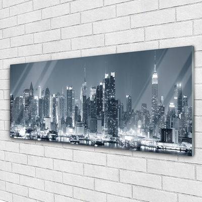 Glass Wall Art City houses grey