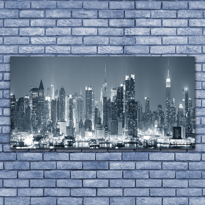 Glass Wall Art City houses grey