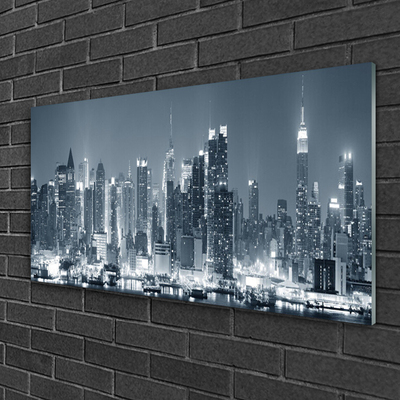 Glass Wall Art City houses grey