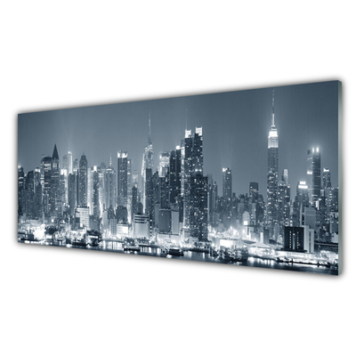 Glass Wall Art City houses grey