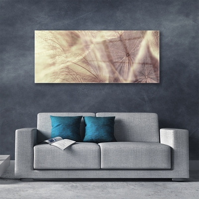 Glass Wall Art Dandelion floral grey