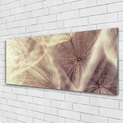 Glass Wall Art Dandelion floral grey