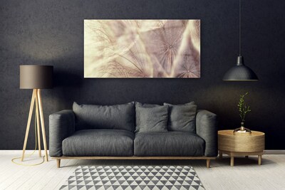 Glass Wall Art Dandelion floral grey