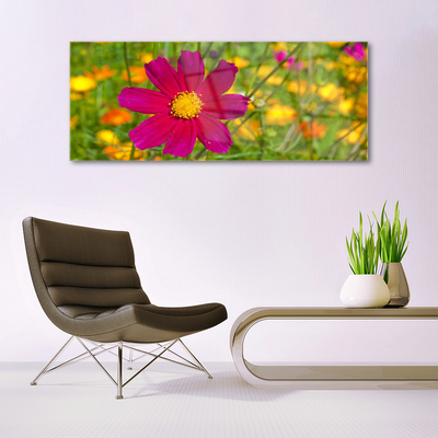 Glass Wall Art Flower floral yellow red