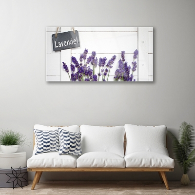 Glass Wall Art Flowers floral purple