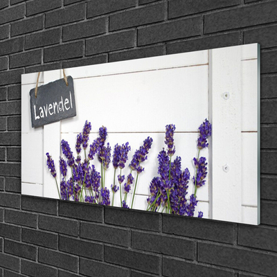 Glass Wall Art Flowers floral purple