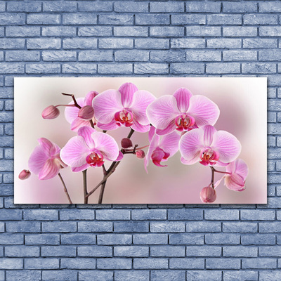 Glass Wall Art Flowers floral pink