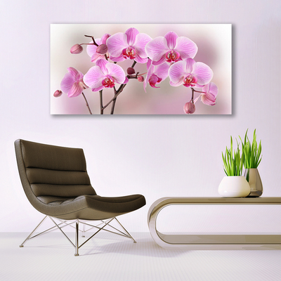 Glass Wall Art Flowers floral pink