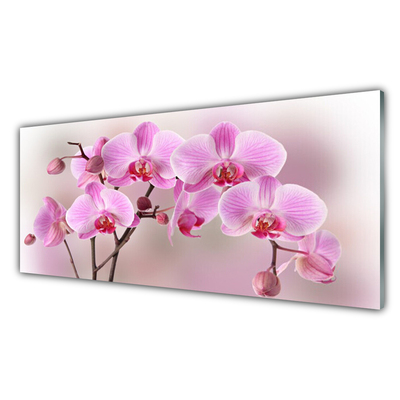 Glass Wall Art Flowers floral pink