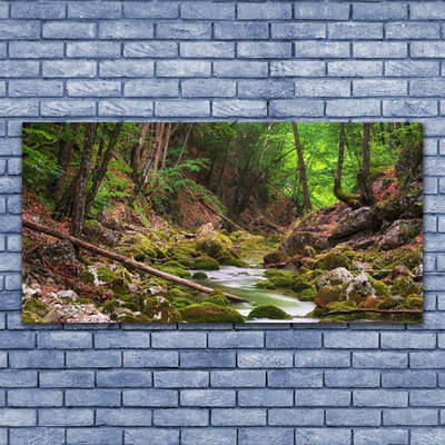 Glass Wall Art Forest nature brown green