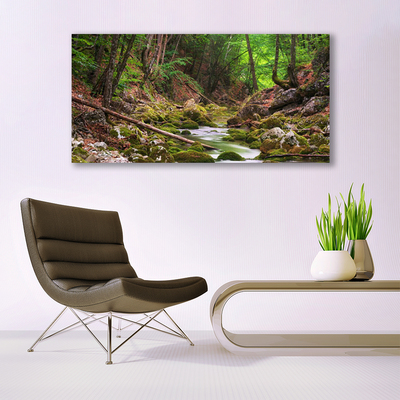 Glass Wall Art Forest nature brown green