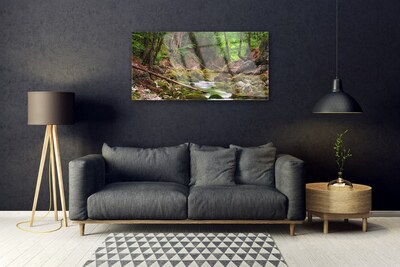 Glass Wall Art Forest nature brown green