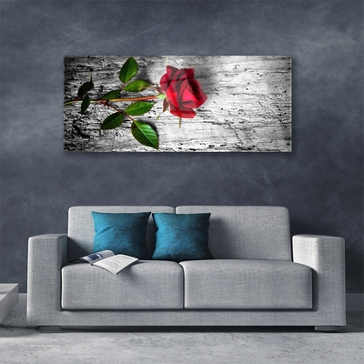 Glass Wall Art Rose floral red green