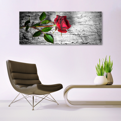 Glass Wall Art Rose floral red green