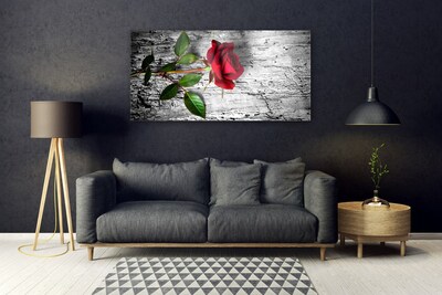 Glass Wall Art Rose floral red green