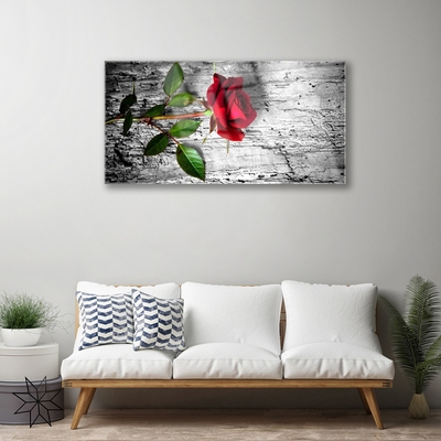 Glass Wall Art Rose floral red green