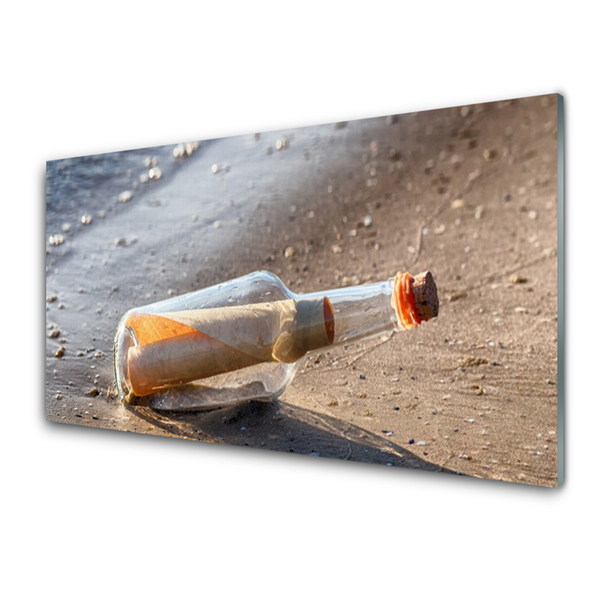 Glass Wall Art Message in a bottle art white grey