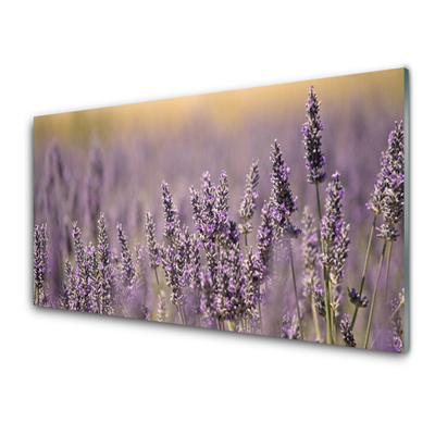 Glass Wall Art Flowers floral purple