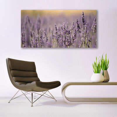 Glass Wall Art Flowers floral purple