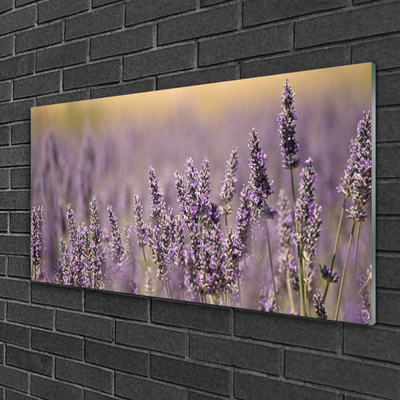 Glass Wall Art Flowers floral purple