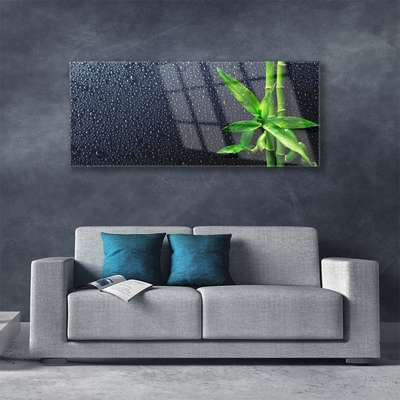 Glass Wall Art Bamboo stalks floral green