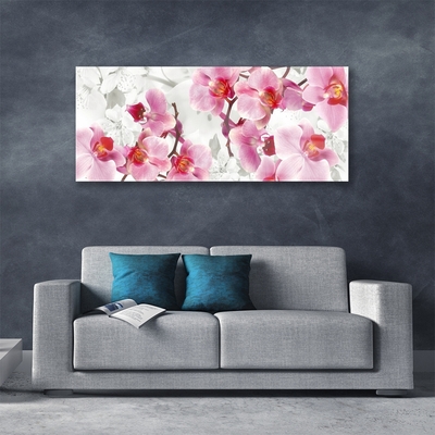 Glass Wall Art Flowers floral pink