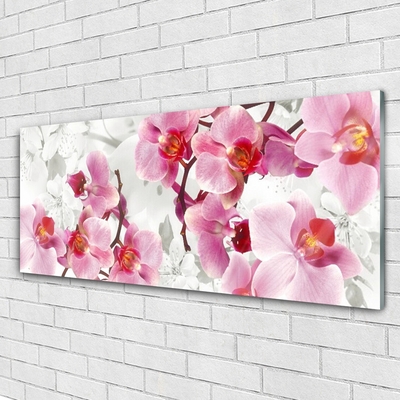 Glass Wall Art Flowers floral pink